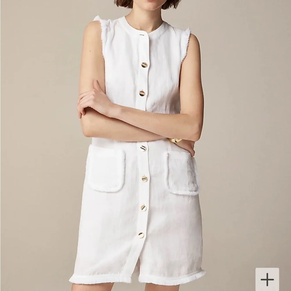 J crew Raw-hem mini shirtdress in linen